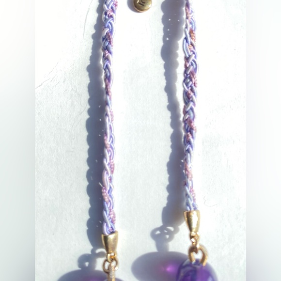Liz Claiborne signed Purple Heavy Glass Graduated Bead Necklace 24" - Picture 6 of 8